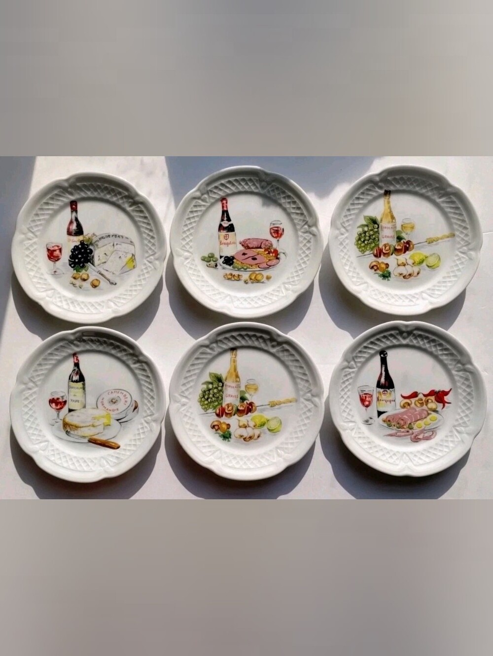 Vintage Appetizer Plates SET OF 6 Berry Porcelain L. Lourioux Limoges France